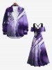 Plus Size Christmas Snowflake Curve Light Beam Ombre Print Cold Shoulder Crisscross Maxi Dress -  