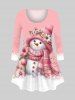 Ensemble Cloche Grande Taille Imprimé Fleurs Boules et Flocons de Neige de Noël - Rose clair 
