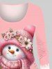 Ensemble Cloche Grande Taille Imprimé Fleurs Boules et Flocons de Neige de Noël - Rose clair 