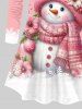 Ensemble Cloche Grande Taille Imprimé Fleurs Boules et Flocons de Neige de Noël - Rose clair 