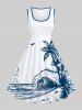 Coconut Tree Sea Wave Beach Bird Print Plus Size Matching Hawaii Beach Outfit For Couples -  