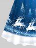 Robe Ligne A 3D Sapin de Noël Imprimé en Blocs de Couleurs de Grande Taille à Paillettes - Multi-A L