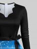 Robe Ligne A 3D Sapin de Noël Imprimé en Blocs de Couleurs de Grande Taille à Paillettes - Multi-A XL
