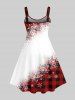 Robe Débardeur à Carreaux Imprimé Bonhomme de Neige et Flocon de Neige de Noël Grande Taille - Multi-A 4X