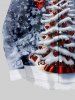 Chemise Ombre à Manches Longues Imprimé Élément de Noël Grande Taille - Bleu-gris 3XL
