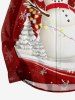 Plus Size Christmas Tree Light Snowman Snowflake Print Ombre Button Long Sleeves Shirt For Men -  