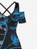 Plus Size Floral Leaf Butterfly Curve Print Hawaii Crisscross A Line Maxi Dress -  