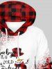 Sweat à Capuche à Carreaux Bonhomme de Neige Flocon de Neige et Poche de Grande Taille pour Homme - Rouge XL