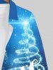 Chemise en Blocs de Couleurs 3D Sapin de Noël Imprimé avec Poches Grande Taille à Paillettes - Bleu Ciel 6XL