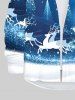 Chemise en Blocs de Couleurs 3D Sapin de Noël Imprimé avec Poches Grande Taille à Paillettes - Bleu Ciel 6XL