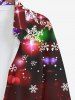 Plus Size Christmas Snowflake Glitter Halo 3D Print Buttons Pocket Long Sleeves Shirt For Men -  
