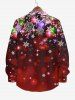 Plus Size Christmas Snowflake Glitter Halo 3D Print Buttons Pocket Long Sleeves Shirt For Men -  