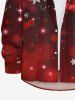 Plus Size Christmas Snowflake Glitter Halo 3D Print Buttons Pocket Long Sleeves Shirt For Men -  