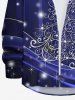 Chemise 3D Arbre de Noël Métallique Grande Taille avec Boutons à Manches Longues - Bleu Ciel 5XL