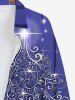 Chemise 3D Arbre de Noël Métallique Grande Taille avec Boutons à Manches Longues - Bleu Ciel 7XL