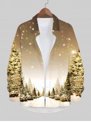 Chemise Manches Longues à Imprimé Sapins de Noël et Flocons de Neige Grande-Taille pour Hommes - Multi-A 5XL