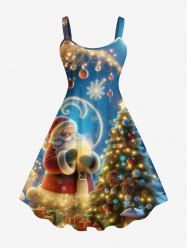 Robe Ligne A Etoile Sapin de Noël Galaxie Imprimés de Grande Taille à Paillettes - Multi-A 1X