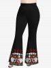 Christmas Hat Santa Claus Leopard Plaid Print Plus Size Matching Set -  