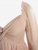 Ombre Mesh Ruffles Ruched Shoulder Flare Sleeves Top and Wide Leg Pants Plus Size Outfit -  