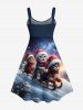 Christmas Tree Cat Sled Galaxy Tie Dye Star Print Plus Size Matching Outfit For Couples -  