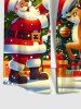 Plus Size Christmas Tree Light Ball Santa Claus Elk Print Buttons Pocket Shirt For Men -  