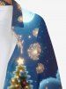 Plus Size Glitter Christmas Tree Ball Light Santa Claus Fireworks Ombre Galaxy Snowflake Print Long Sleeves Shirt For Men -  