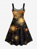 Plus Size Christmas Glitter Fireworks Galaxy Print A Line Tank Dress -  