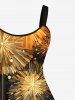 Plus Size Christmas Glitter Fireworks Galaxy Print A Line Tank Dress -  
