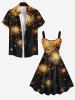 Plus Size Christmas Glitter Fireworks Galaxy Print A Line Tank Dress -  