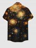 Chemise Boutonnée Feu D'Artifice de Noël Imprimé avec Poche Grande Taille à Paillettes - Noir XL