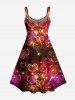 Robe Ligne A Cœur Galaxie Imprimée de Noël de Grande Taille à Paillettes - Multi-F L