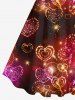 Robe Ligne A Cœur Galaxie Imprimée de Noël de Grande Taille à Paillettes - Multi-F L