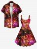 Robe Ligne A Cœur Galaxie Imprimée de Noël de Grande Taille à Paillettes - Multi-F L