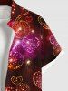 Plus Size Christmas Glitter Heart Fireworks Galaxy Print Button Pocket Shirt For Men -  