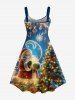 Robe Ligne A Etoile Sapin de Noël Galaxie Imprimés de Grande Taille à Paillettes - Multi-A 1X