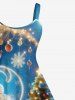 Robe Ligne A Etoile Sapin de Noël Galaxie Imprimés de Grande Taille à Paillettes - Multi-A 1X