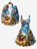 Robe Ligne A Etoile Sapin de Noël Galaxie Imprimés de Grande Taille à Paillettes - Multi-A 1X