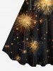 Robe Ligne A Galaxie Feux D'Artifice de Noël Imprimée de Grande Taille à Paillettes - Noir 5X