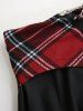 Plus Size Cross Chains Lace Up Plaid Print Patchwork Skirt -  