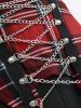 Plus Size Cross Chains Lace Up Plaid Print Patchwork Skirt -  