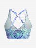 Plus Size Ethnic Printed Ombre O-ring Padded Three Piece Skirt Tankini Swimsuit -  