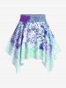 Plus Size Ethnic Printed Ombre O-ring Padded Three Piece Skirt Tankini Swimsuit -  