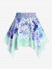 Plus Size Ethnic Printed Ombre O-ring Padded Three Piece Skirt Tankini Swimsuit -  
