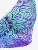 Plus Size Ethnic Printed Ombre O-ring Padded Three Piece Skirt Tankini Swimsuit -  