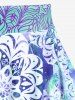 Plus Size Ethnic Printed Ombre O-ring Padded Three Piece Skirt Tankini Swimsuit -  