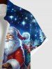 Plus Size Christmas Santa Claus Cat Sled Star Glitter 3D Print Buttons Pocket Shirt For Men -  