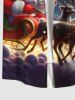 Plus Size Christmas Santa Claus Elk Moon Star Print Buttons Pocket Shirt For Men -  