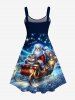 Robe Etoile Chat et Traîneau Imprimés de Noël de Grande Taille à Paillettes - Multi-A 1X
