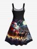 Robe Etoile Lune et Cerf de Noël Imprimés de Grande Taille - Noir 4X
