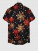 Plus Size Christmas Snowflake Glitter 3D Print Buttons Pocket Shirt For Men -  